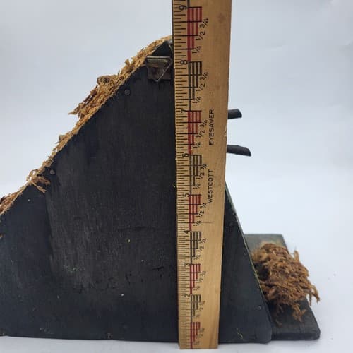 Vintage Fontanini Wooden Nativity Manager 5 Figurine Thatched Roof Rustic Italy - Thumbnail 16