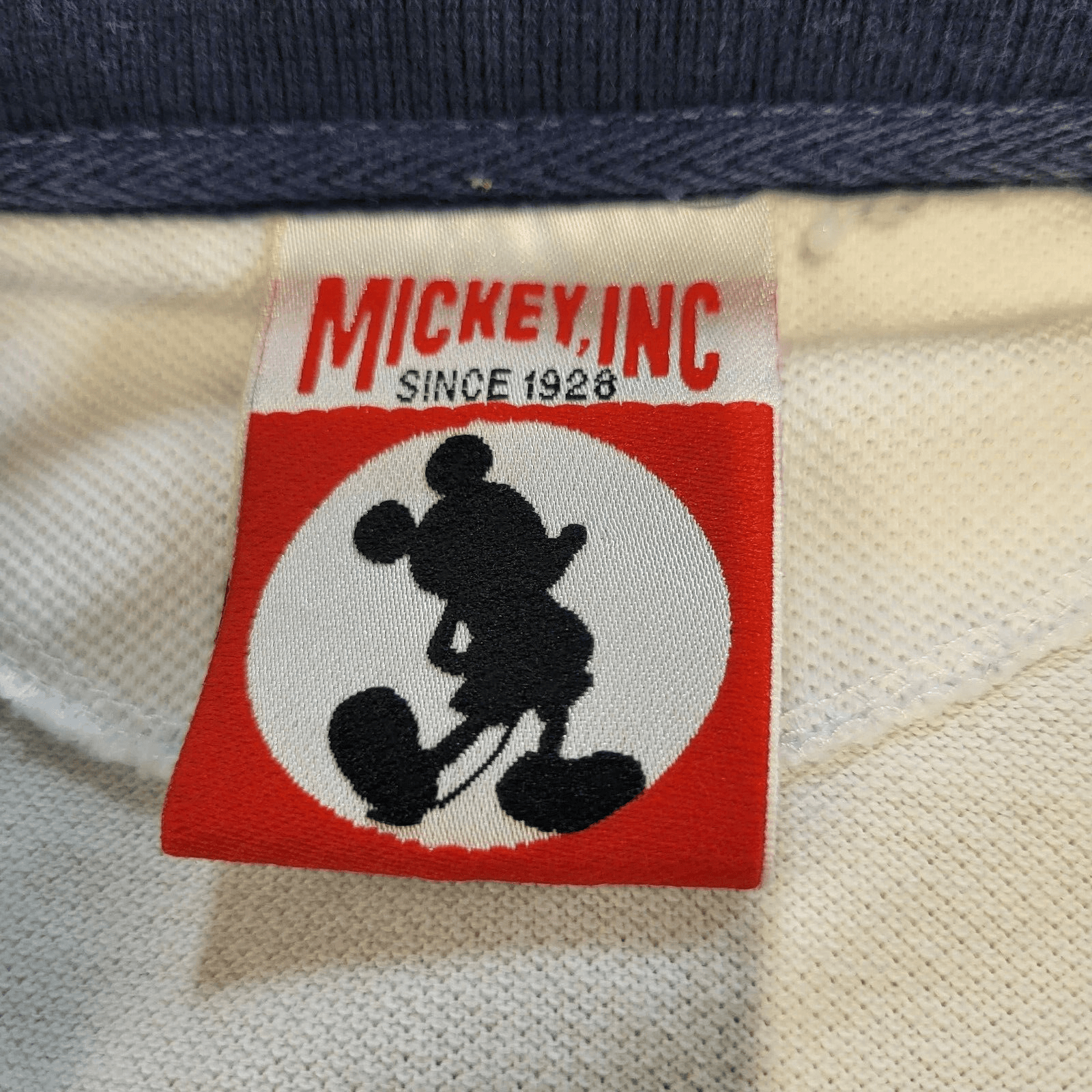 Vintage Mickey Disney Mens Shirt White Blue XL Polo Cotton Pique Mickey Logo - Thumbnail 6
