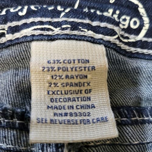 Project Indigo Womens Jeans Blue Denim 4 Bootcut Embroidered 5 Pockets Topstich - Thumbnail 8
