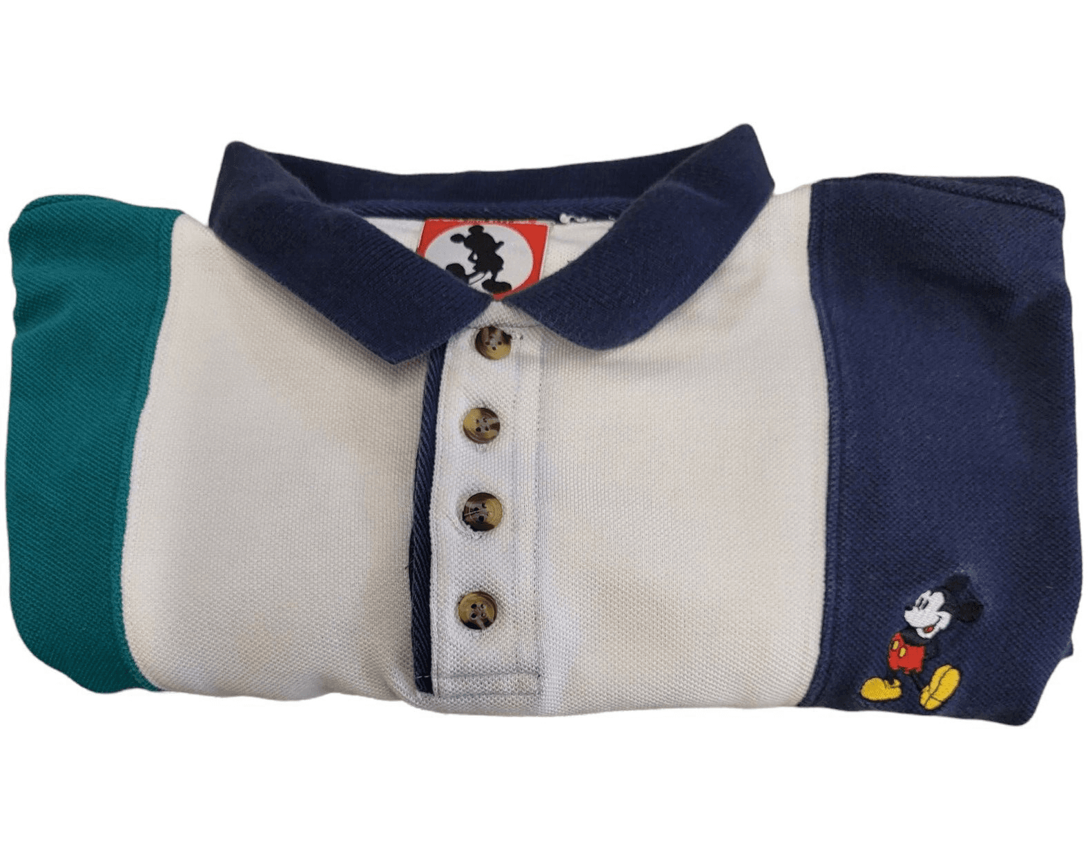 Vintage Mickey Disney Mens Shirt White Blue XL Polo Cotton Pique Mickey Logo - Thumbnail 4