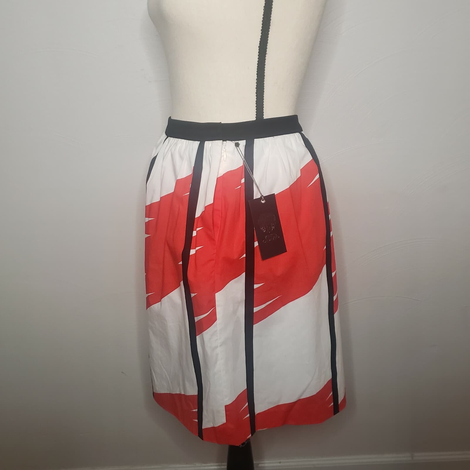 Vince Camuto Womens Skirt Red White 14 Knee Length Lined Side Zipper NWT Pockets - Thumbnail 5
