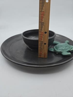 Handmade Sea Turtle Chip & Dip Dish Ceramic Black Green 3D Beach Unique Gift - Thumbnail 11