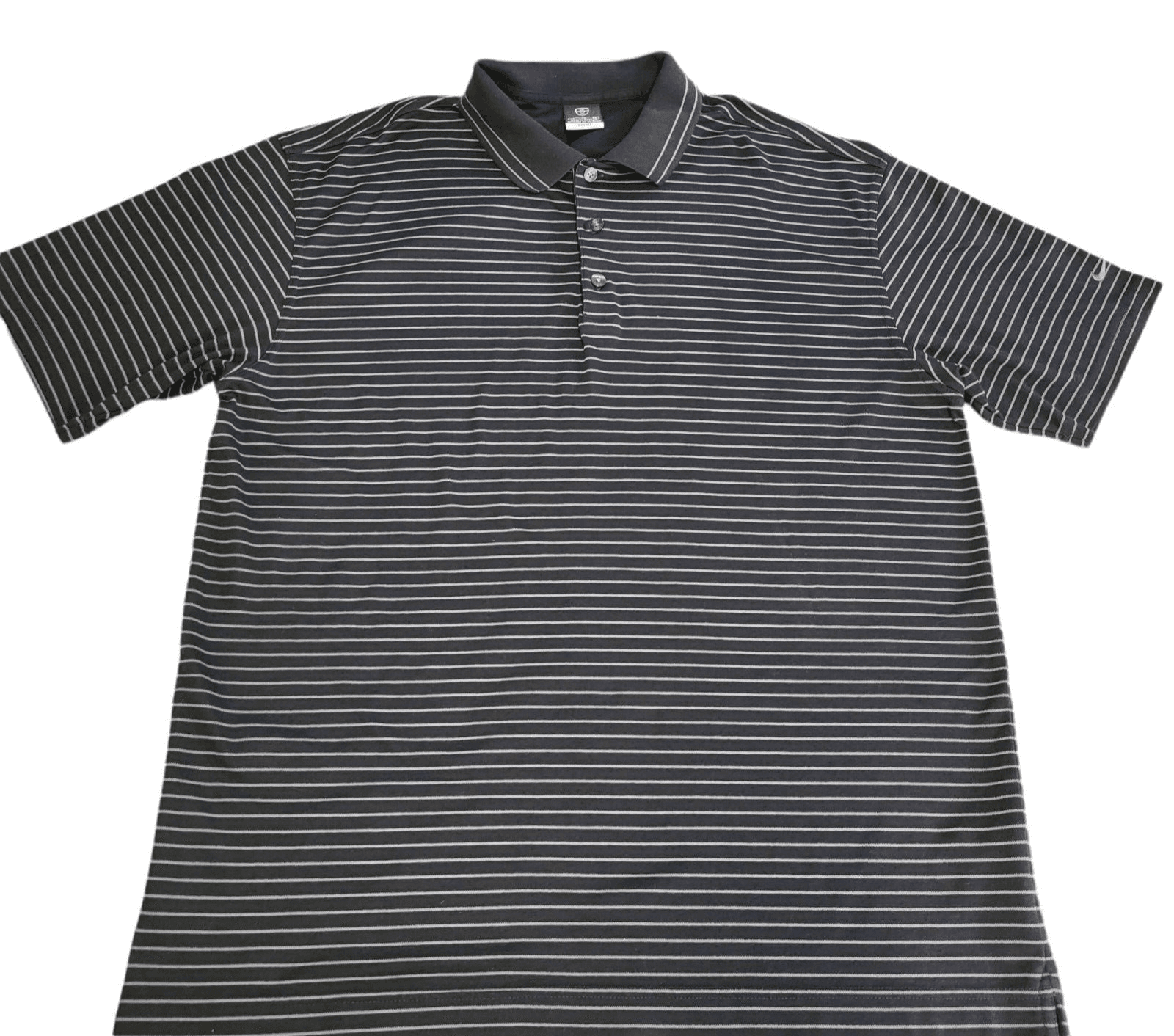 NikeGolf Mens DriFit Shirt Black Gray XL Stripe Short Sleeve Cotton Blend Comfy - Thumbnail 2