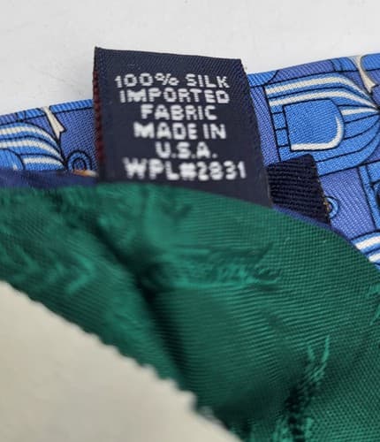 Tommy Hilfiger Mens Tie Blue Geometric Birds Imported Silk 56 x 3.75" USA NWOT - Thumbnail 5