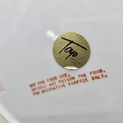 VTG TOYO Decorative Plate Green Handpainted Pink Gold Flowers Japanese Ornate - Thumbnail 11