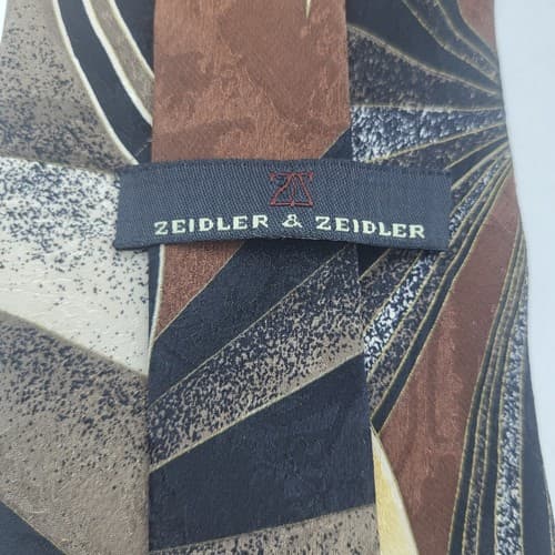 Vintage Zeidler & Zeidler Mens Tie Jazz Big Band Black Tan Musical Print Silk - Thumbnail 9