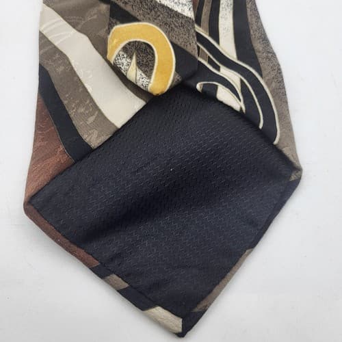 Vintage Zeidler & Zeidler Mens Tie Jazz Big Band Black Tan Musical Print Silk - Thumbnail 8