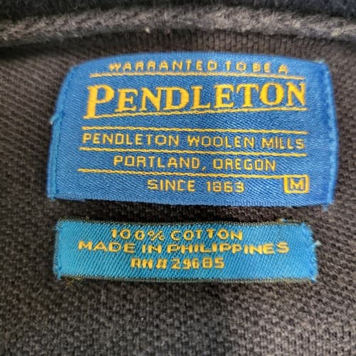 Pendleton Mens Shirt Navy Blue M 100% Cotton Short Sleeves Logo Classic Polo - Thumbnail 4
