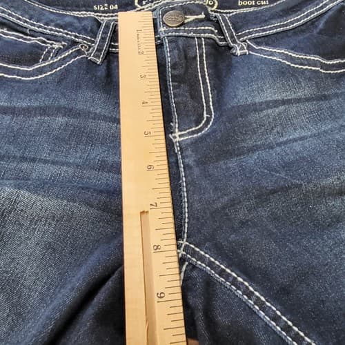 Project Indigo Womens Jeans Blue Denim 4 Bootcut Embroidered 5 Pockets Topstich - Thumbnail 10