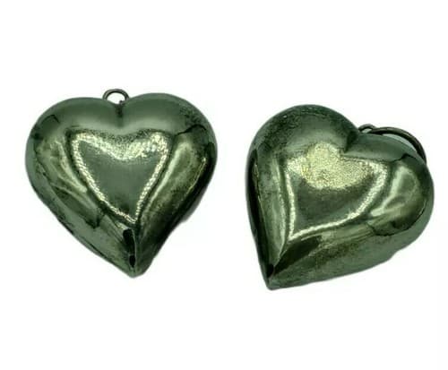 Pair of Silver Tone Puffed Hearts 1.5" each Jewelry Crafters Valentines - Thumbnail 2