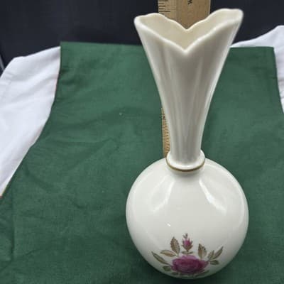 Vintage Lenox Roselyn Bud Vase 24k Gold Trim Pink Rose Handpainted USA EUC - Thumbnail 9