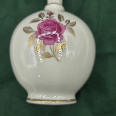Vintage Lenox Roselyn Bud Vase 24k Gold Trim Pink Rose Handpainted USA EUC - Thumbnail 7