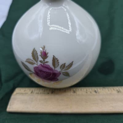 Vintage Lenox Roselyn Bud Vase 24k Gold Trim Pink Rose Handpainted USA EUC - Thumbnail 8
