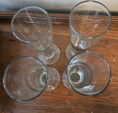 Vintage Clear Beer Pilsner Glasses 16oz Heavy Barware Set 4 Man Gift Dadcorp - Thumbnail 2