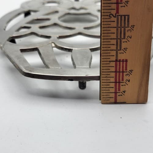 Leonard Silverplate Owl Trivet Large Rubber Feet MCM Made in Italy Big Eyes - Thumbnail 9