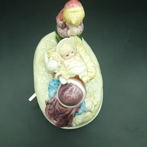 Christmas Otagiri Nativity Music Box Silent Night Frazier Collection Porcelain - Thumbnail 6