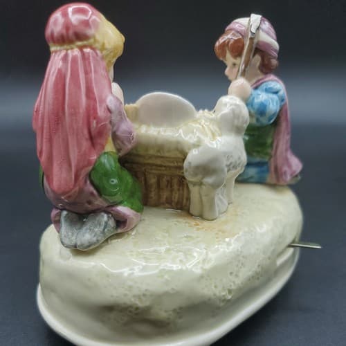 Christmas Otagiri Nativity Music Box Silent Night Frazier Collection Porcelain - Thumbnail 12