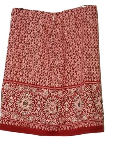 Elie Tahari Womens Skirt Red S Cotton Lined Paisley Rhinestones A Line Boho - Thumbnail 4