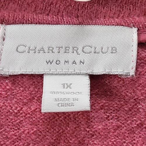 Charter Club Womens Sweater 1X Wool Pink Cardigan Ruffles Hook & Eye - Thumbnail 6