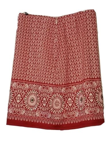 Elie Tahari Womens Skirt Red S Cotton Lined Paisley Rhinestones A Line Boho - Thumbnail 5