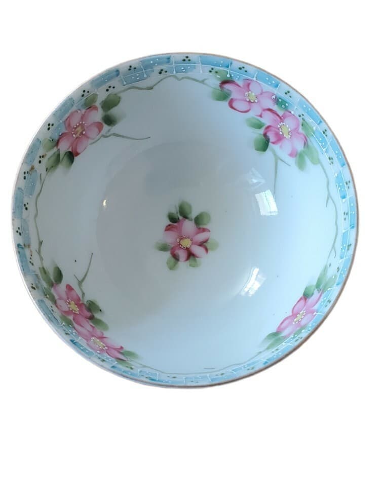 Vintage Japanese 3-Footed Trinket Dish Bowl Handpainted Pink Flowers Feminine - Thumbnail 5