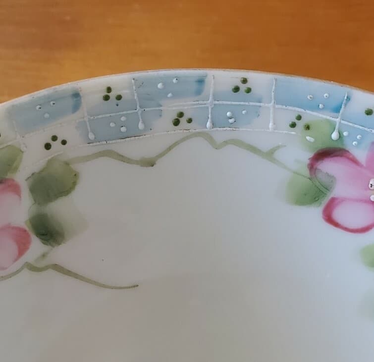 Vintage Japanese 3-Footed Trinket Dish Bowl Handpainted Pink Flowers Feminine - Thumbnail 2