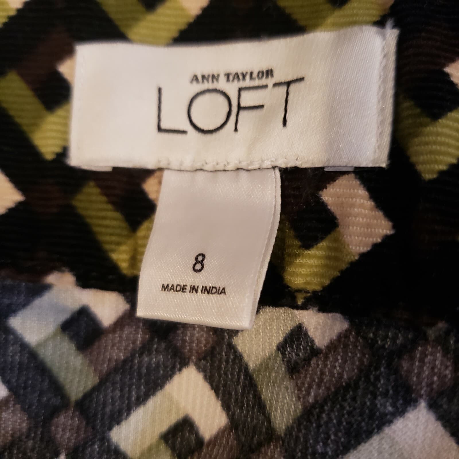 LOFT Womens Skirt Black Green Brown 8 Geometric Belt Mini Straight - Thumbnail 6