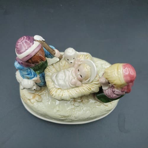 Christmas Otagiri Nativity Music Box Silent Night Frazier Collection Porcelain - Thumbnail 10