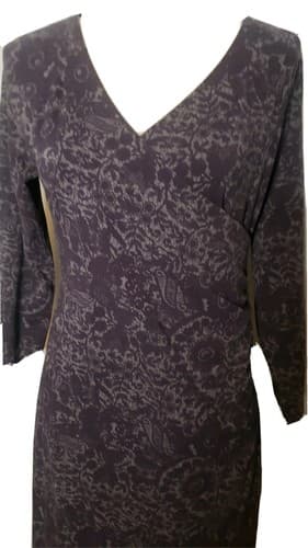 Soft Surroundings Women Dress PXS Wrap Plum Cotton Blend V-Neck Paisley Comfort - Thumbnail 4