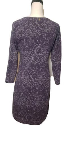 Soft Surroundings Women Dress PXS Wrap Plum Cotton Blend V-Neck Paisley Comfort - Thumbnail 2