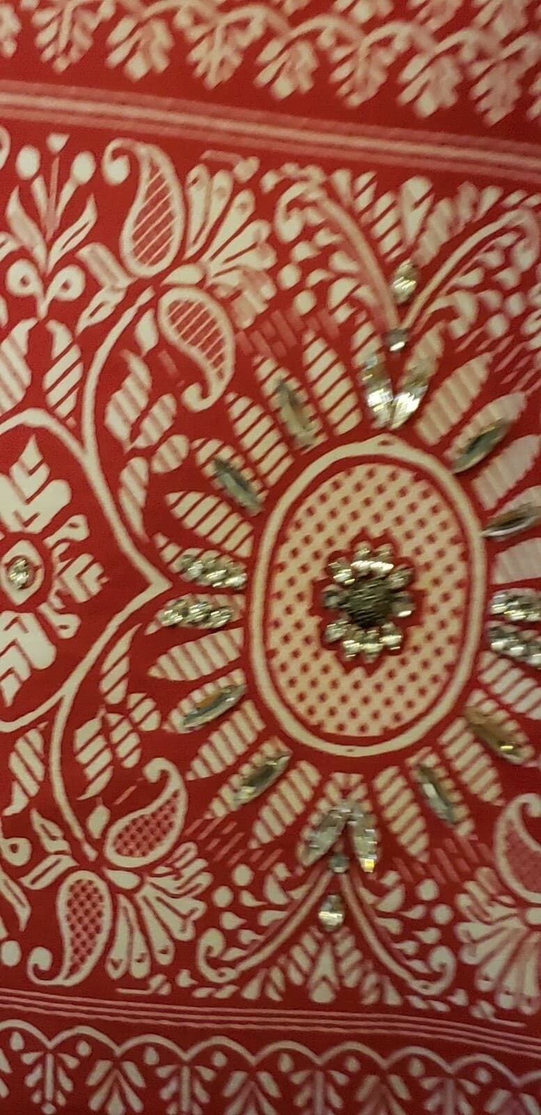 Elie Tahari Womens Skirt Red S Cotton Lined Paisley Rhinestones A Line Boho - Thumbnail 7