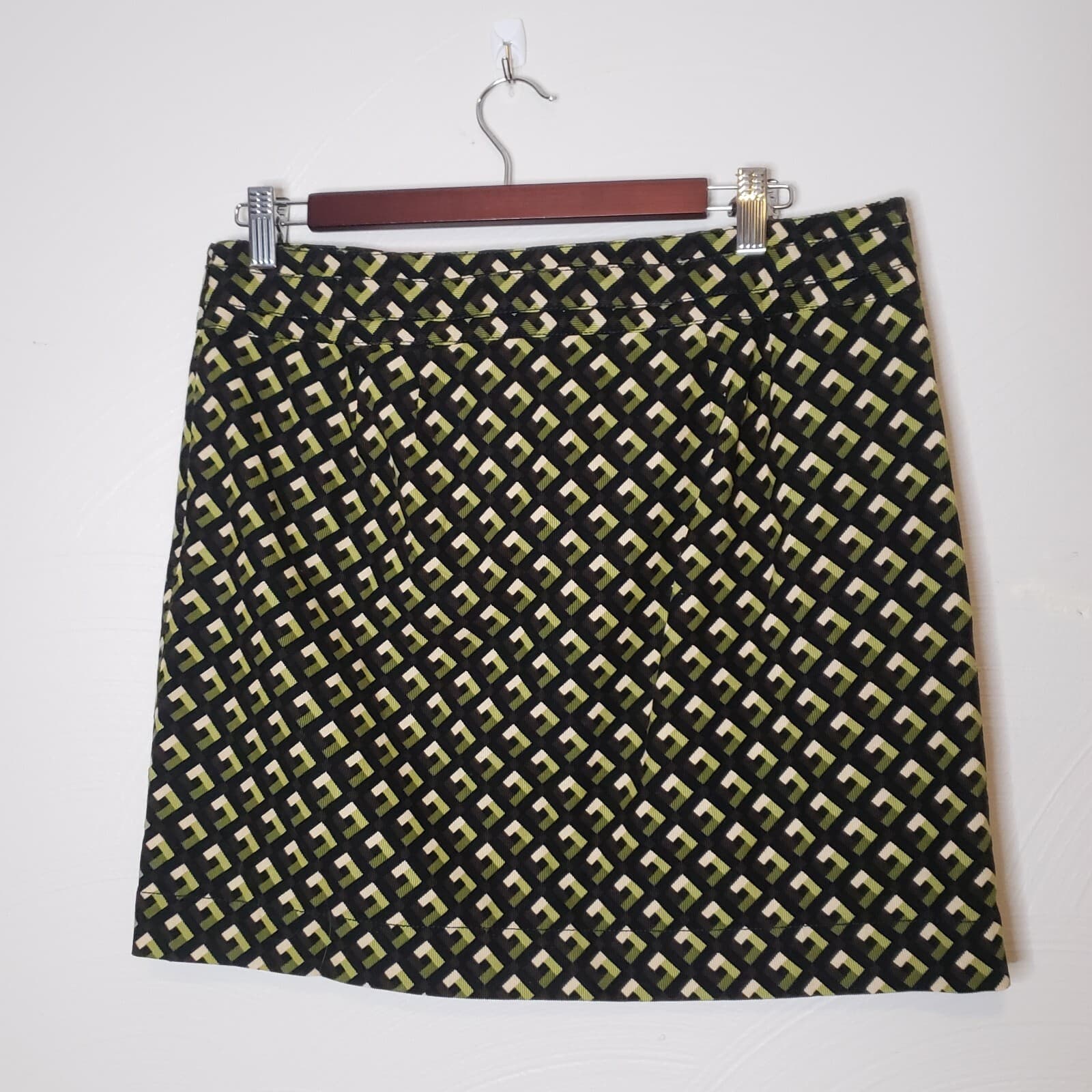 LOFT Womens Skirt Black Green Brown 8 Geometric Belt Mini Straight - Thumbnail 4