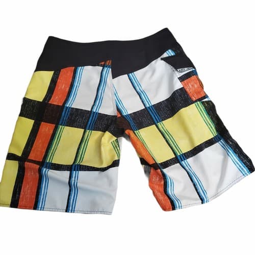 Volcom Mens Swimwear 34 Board Shorts Geometric Color Block Surfer Beachwear - Thumbnail 2
