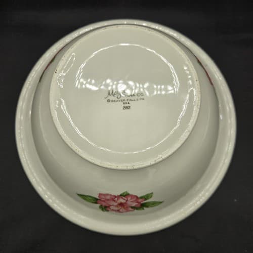 VTG Mayer Greenbrier Large Bowl 10.5in Restuarant Ware Green White Flowers NEW - Thumbnail 4