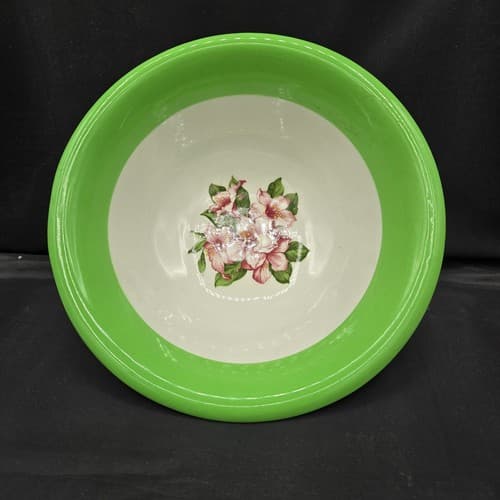 VTG Mayer Greenbrier Large Bowl 10.5in Restuarant Ware Green White Flowers NEW - Thumbnail 2