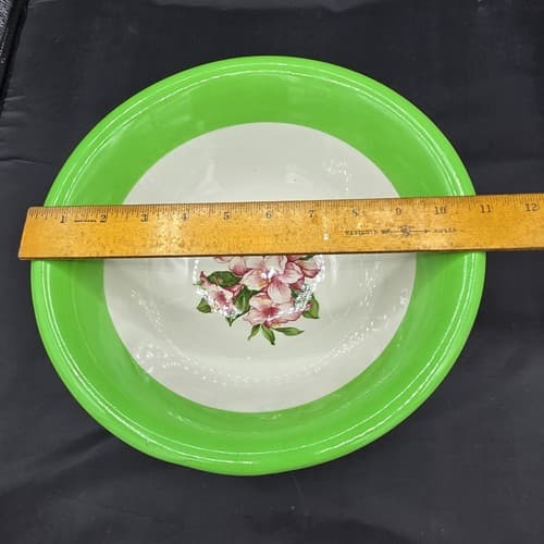 VTG Mayer Greenbrier Large Bowl 10.5in Restuarant Ware Green White Flowers NEW - Thumbnail 7