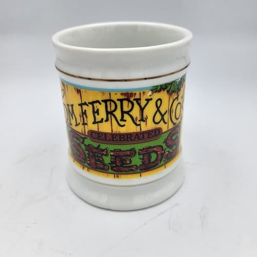 D.M.Feery & Co Seeds Mug Advertising Porcelain The Corner Store Japan VTG 1982 - Thumbnail 2