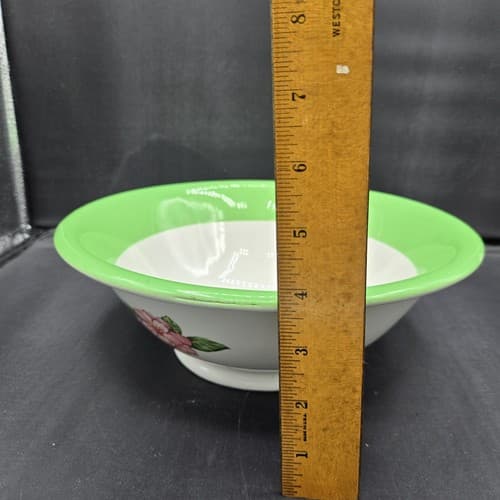 VTG Mayer Greenbrier Large Bowl 10.5in Restuarant Ware Green White Flowers NEW - Thumbnail 8