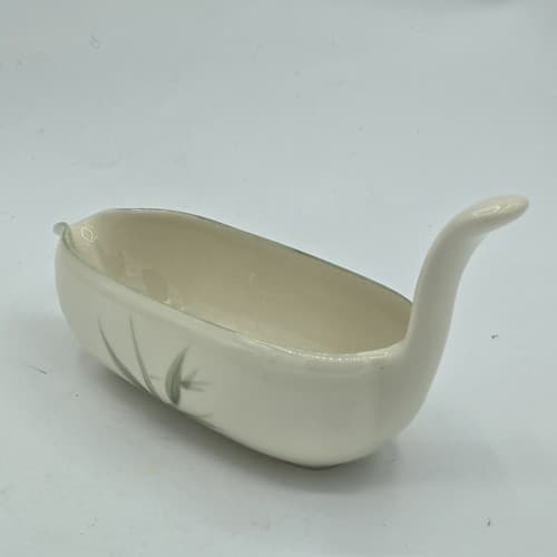 Winfield China Bamboo (Round) Gravy Boat Vintage Handcrafted Green MCM - Thumbnail 2