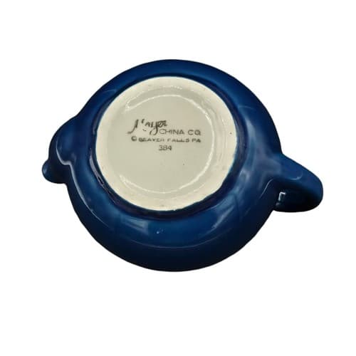 VTG Mayer Individual Teapot Restaurant Ware Deep Blue White Lid Round New 1984 - Thumbnail 7