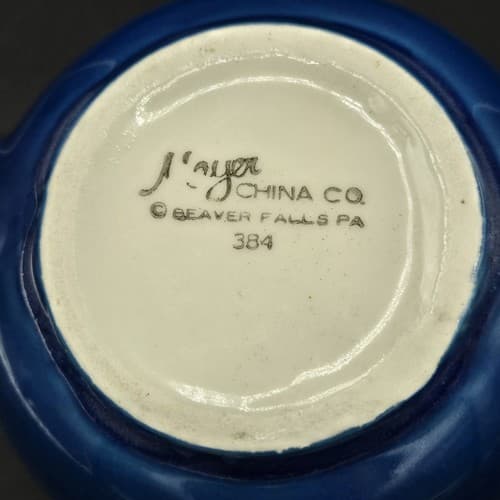 VTG Mayer Individual Teapot Restaurant Ware Deep Blue White Lid Round New 1984 - Thumbnail 9