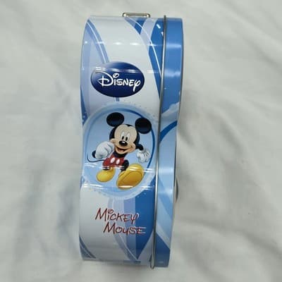 Vintage Disney Mickey Mouse Lunch Box Storage Tin Blue Perfect For Trinkets - Thumbnail 3