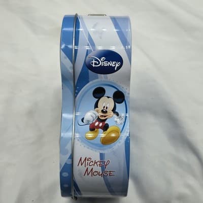 Vintage Disney Mickey Mouse Lunch Box Storage Tin Blue Perfect For Trinkets - Thumbnail 4