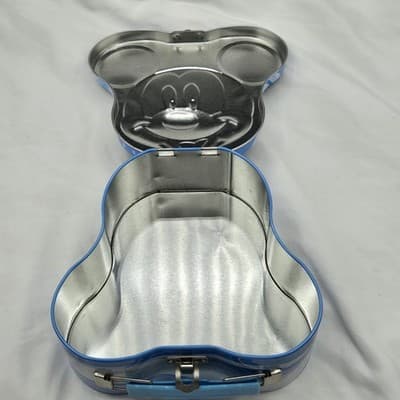 Vintage Disney Mickey Mouse Lunch Box Storage Tin Blue Perfect For Trinkets - Thumbnail 7