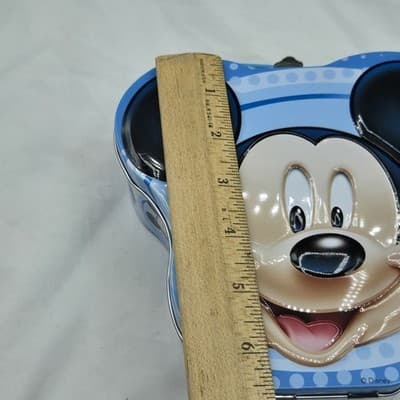 Vintage Disney Mickey Mouse Lunch Box Storage Tin Blue Perfect For Trinkets - Thumbnail 8