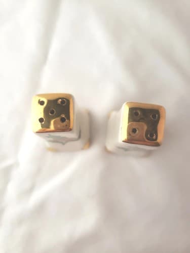 Christmas Salt & Pepper Shakers Hollyberry 24k Gold Square Column 2.5" Corks - Thumbnail 2