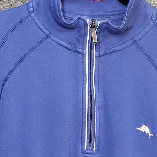 New York Giants Tommy Bahama Mens Sweater Blue 1/4 Zip Pima Cotton Red Logos - Thumbnail 4