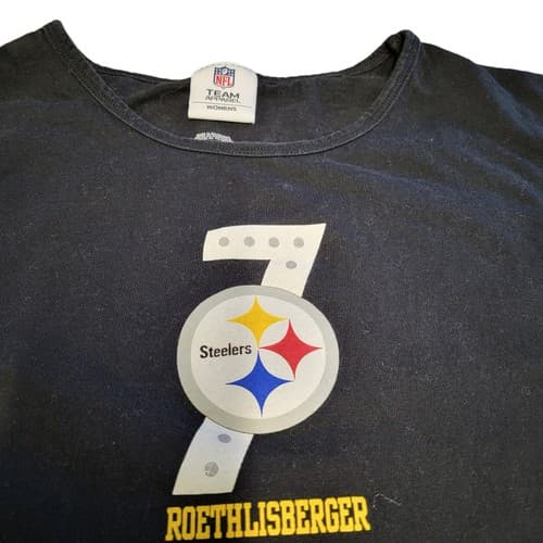 Pittsburgh Steelers Womens Shirt Black XL Cotton Roethlisberger 7 Bling NFL Logo - Thumbnail 3