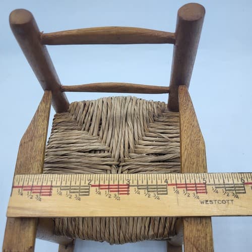 Handmade Wooden Rattan Rocking & Chair Brown Dollhouse Furniture Cottagecore - Thumbnail 15