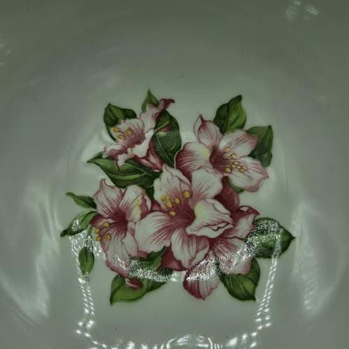 VTG Mayer Greenbrier Large Bowl 10.5in Restuarant Ware Green White Flowers NEW - Thumbnail 5